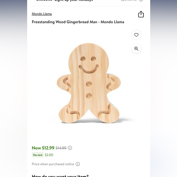 Freestanding wood Mondo llama gingerbread man - Picture 3 of 5